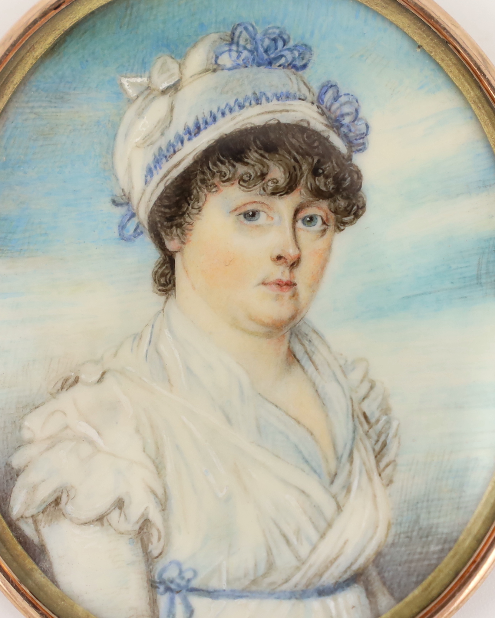 Continental School circa 1830, Portrait miniature of a lady, watercolour on ivory, 6 x 5cm. CITES Submission reference 8MBWZEEH